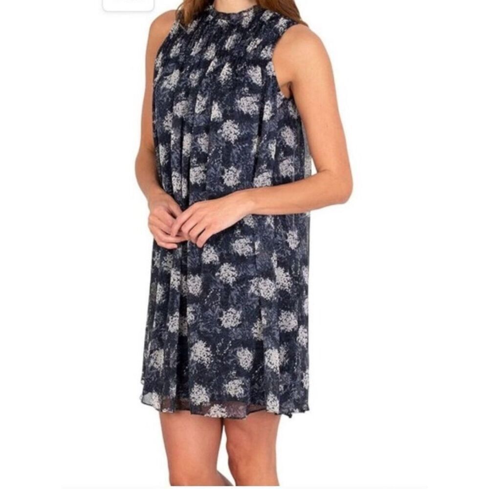 NWOT Joie Blue Floral Highneck Dress L